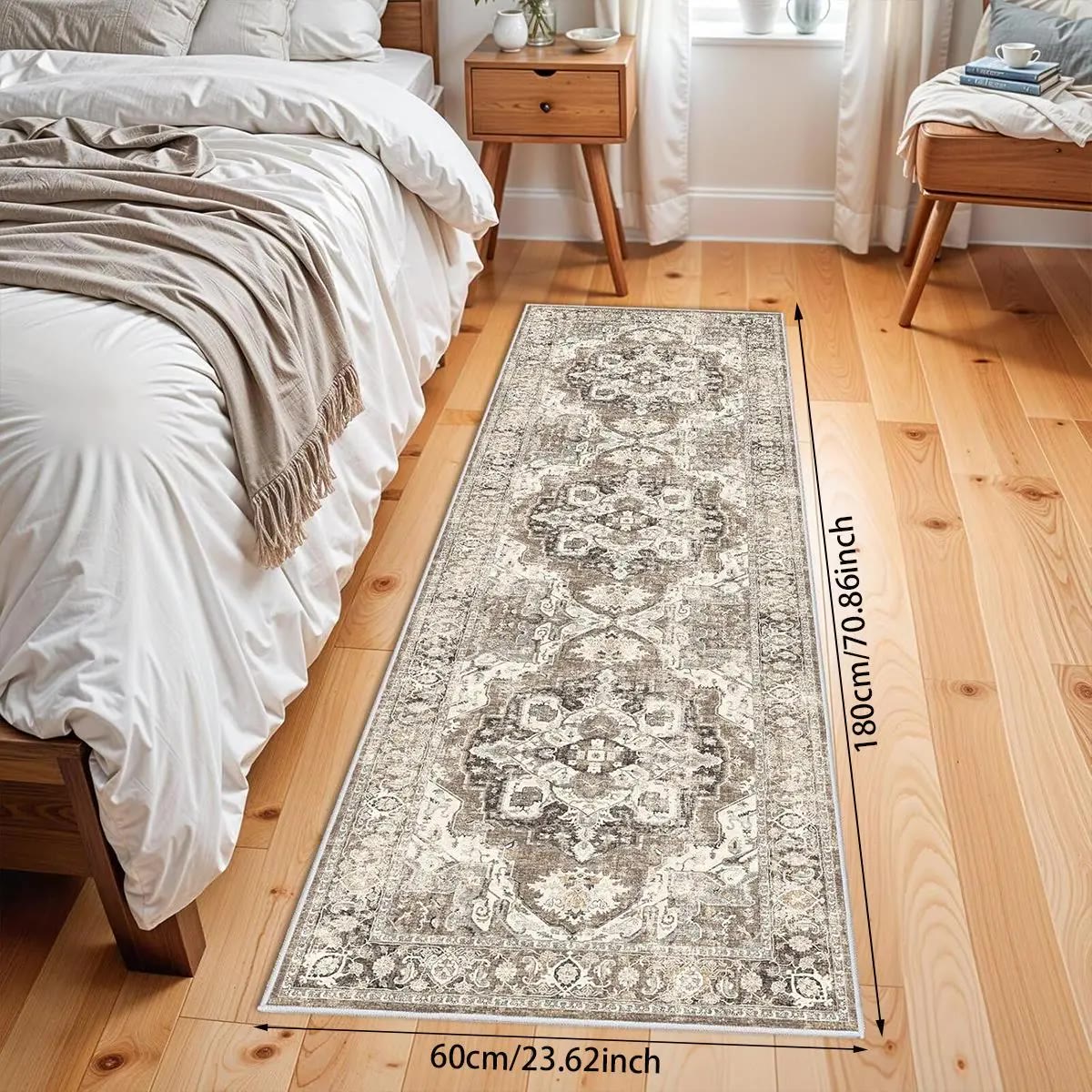 Beige Gray Medallion Pattern Runner Rug - photo 4