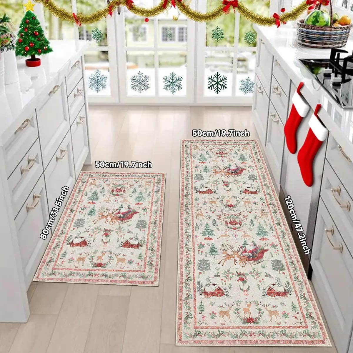 Two Festive Printed Kitchen Rugs In Runner Sizes - photo 4
