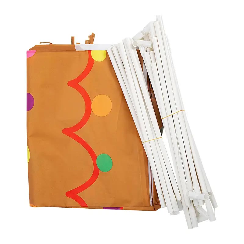 Brown A-Frame Fabric Play Tent with Candy Stripe Trim - photo 2
