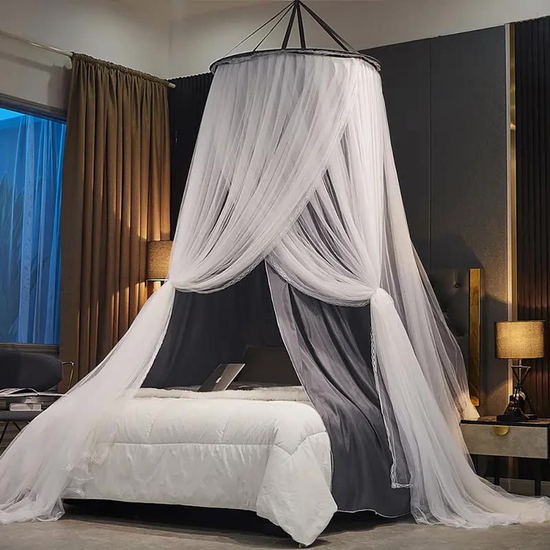 Round Double-Layer Bed Canopy in Pale Pink - photo 3