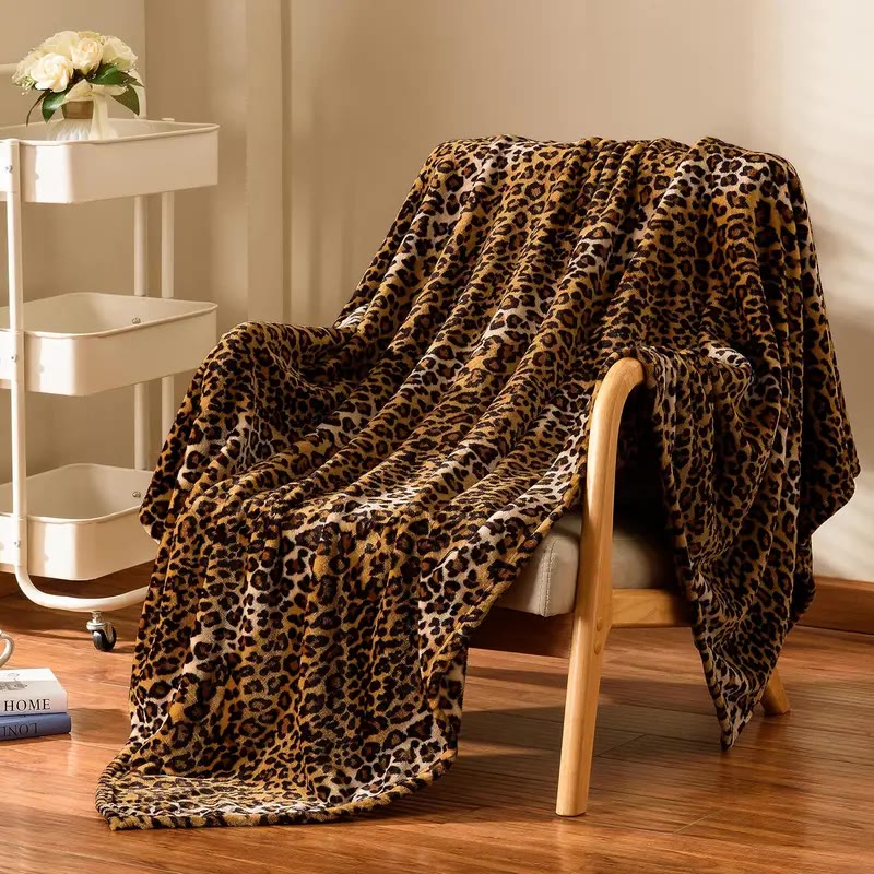 Leopard Print Plush Throw Blanket with Soft Pile - photo 2