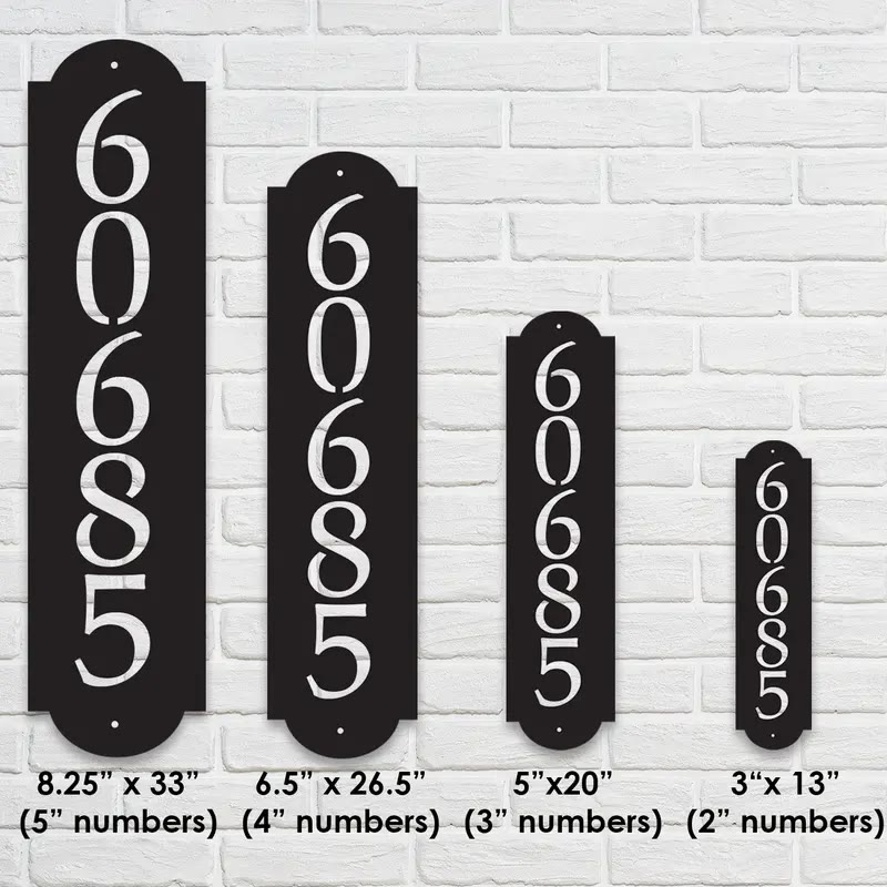 Black Vertical Metal House Number Plaque - photo 2