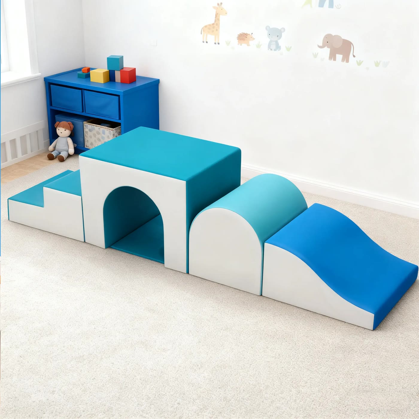 Four-Piece Foam Climbing Block Set in Blue