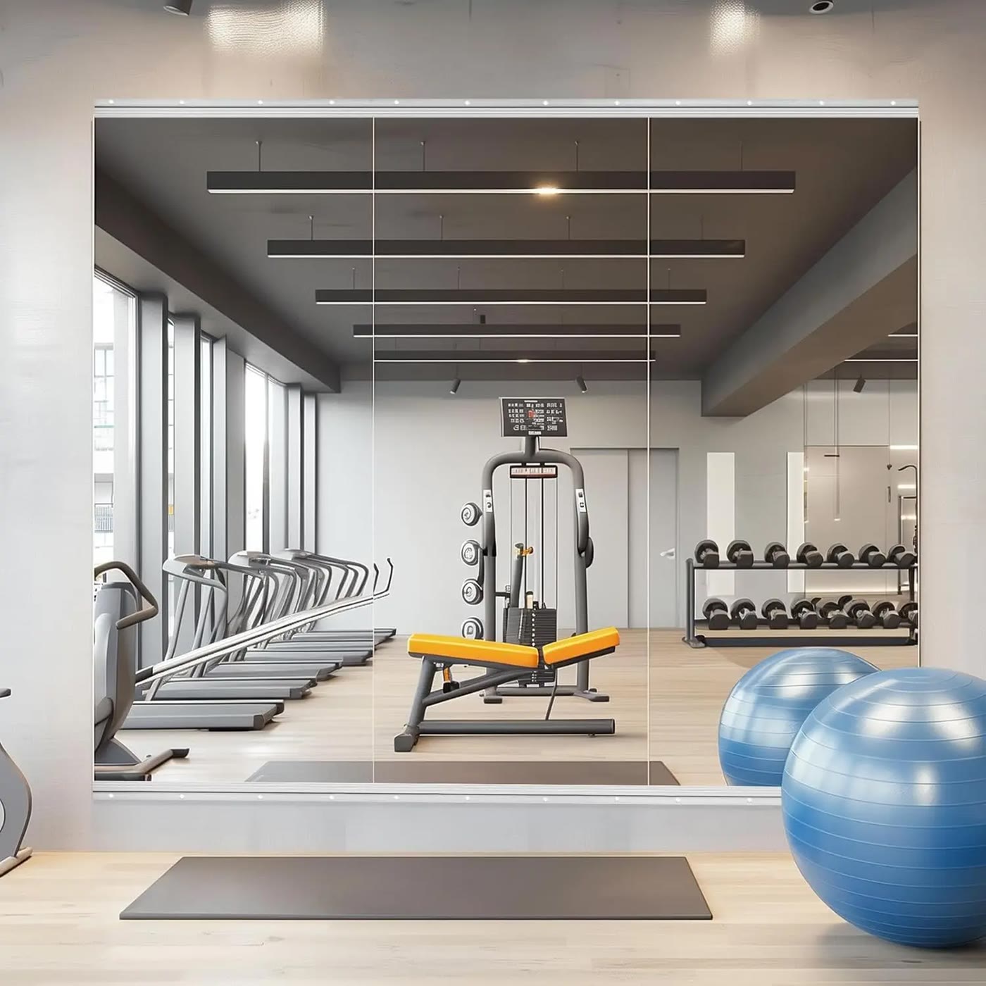 Frameless Wall Mirror Panels for Home Gym