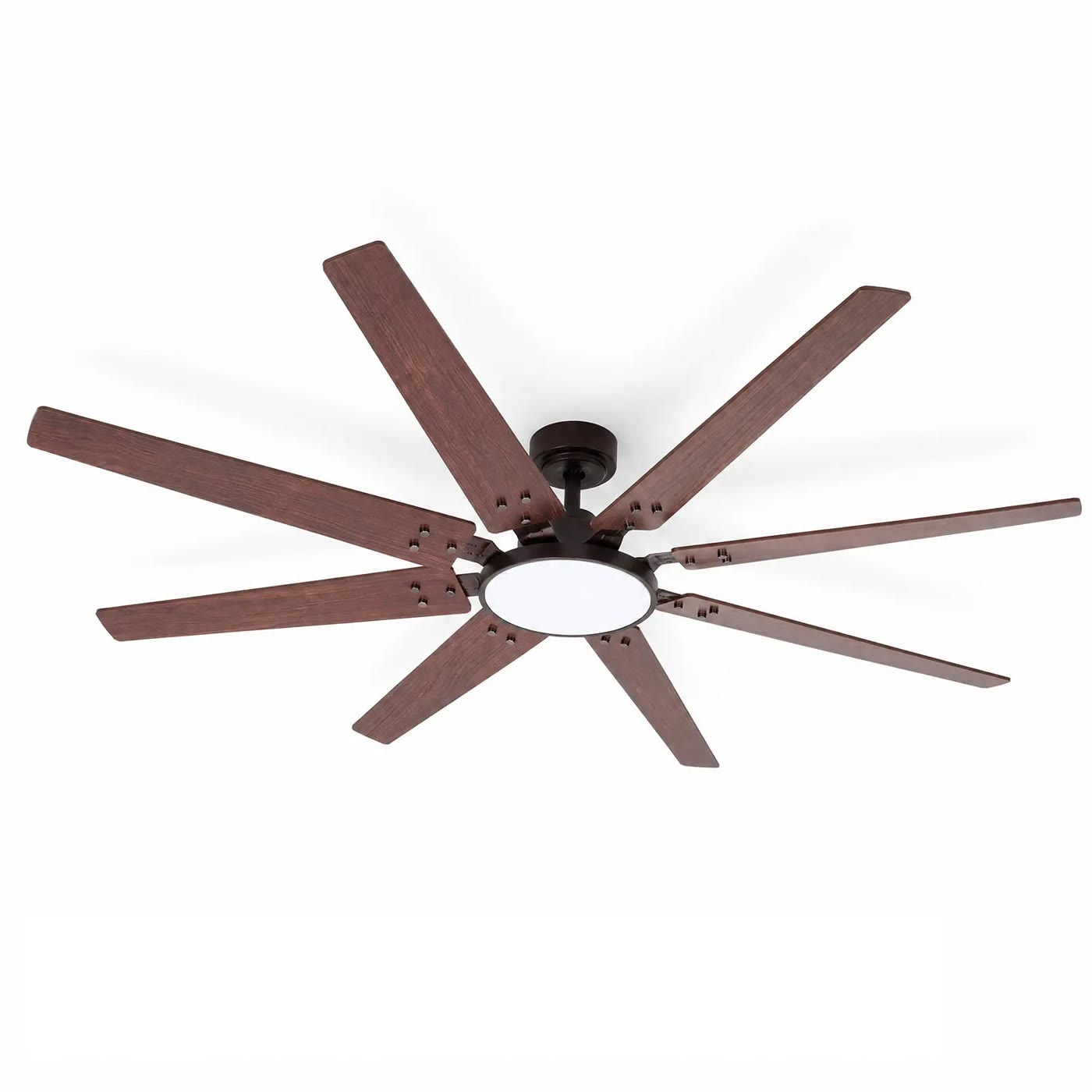 Eight-Blade Ceiling Fan with Dark Wood-Look Blades