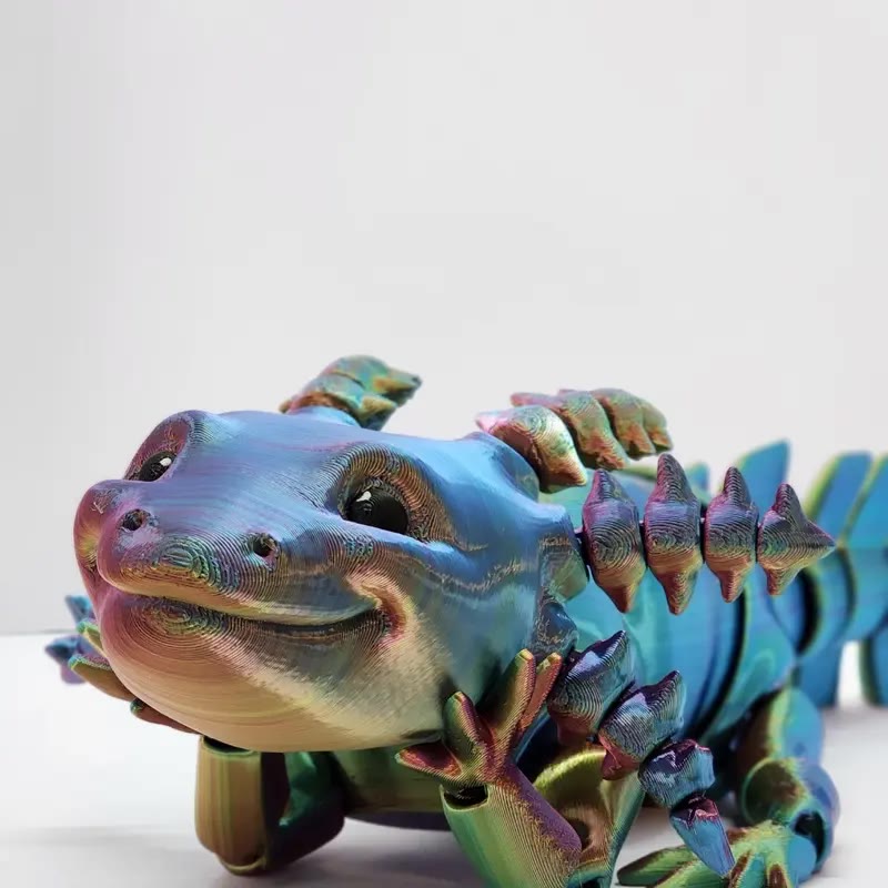 Articulated Axolotl Figurine in Rainbow Metallic Finish - photo 3
