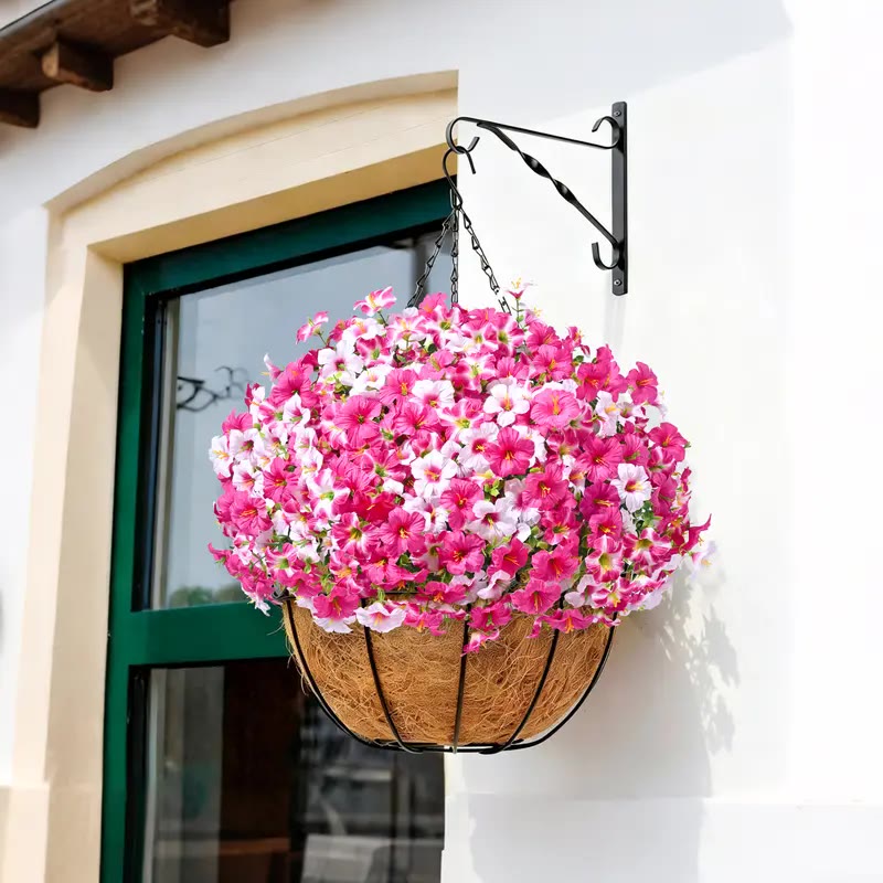 Pink and White Artificial Petunia Bunches in Urn Planter - photo 3