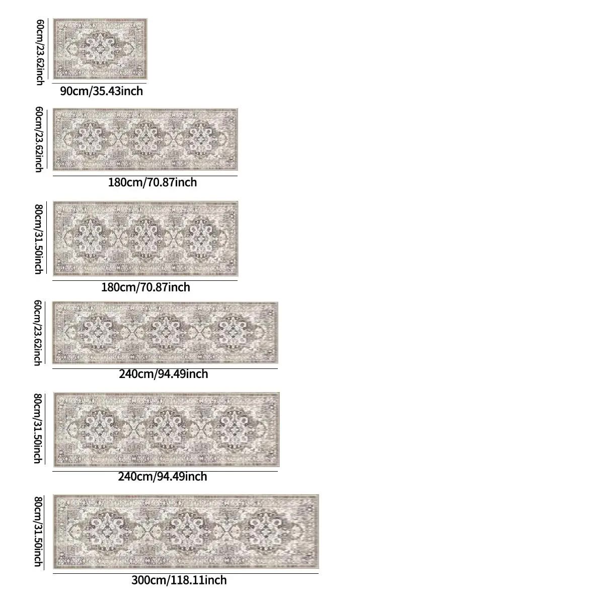 Beige Gray Medallion Pattern Runner Rug - photo 2
