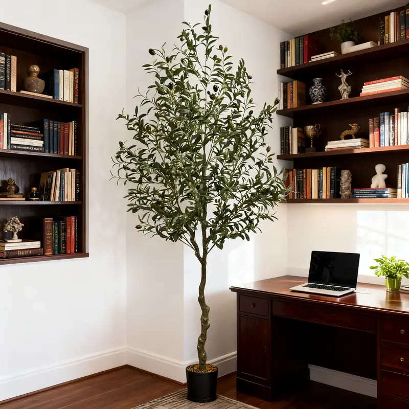 Tall Faux Olive Tree in Black Pot - photo 3