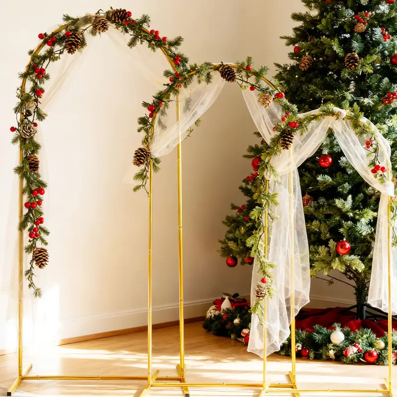 Gold Metal Arch Backdrop Stand Set of Three - photo 2