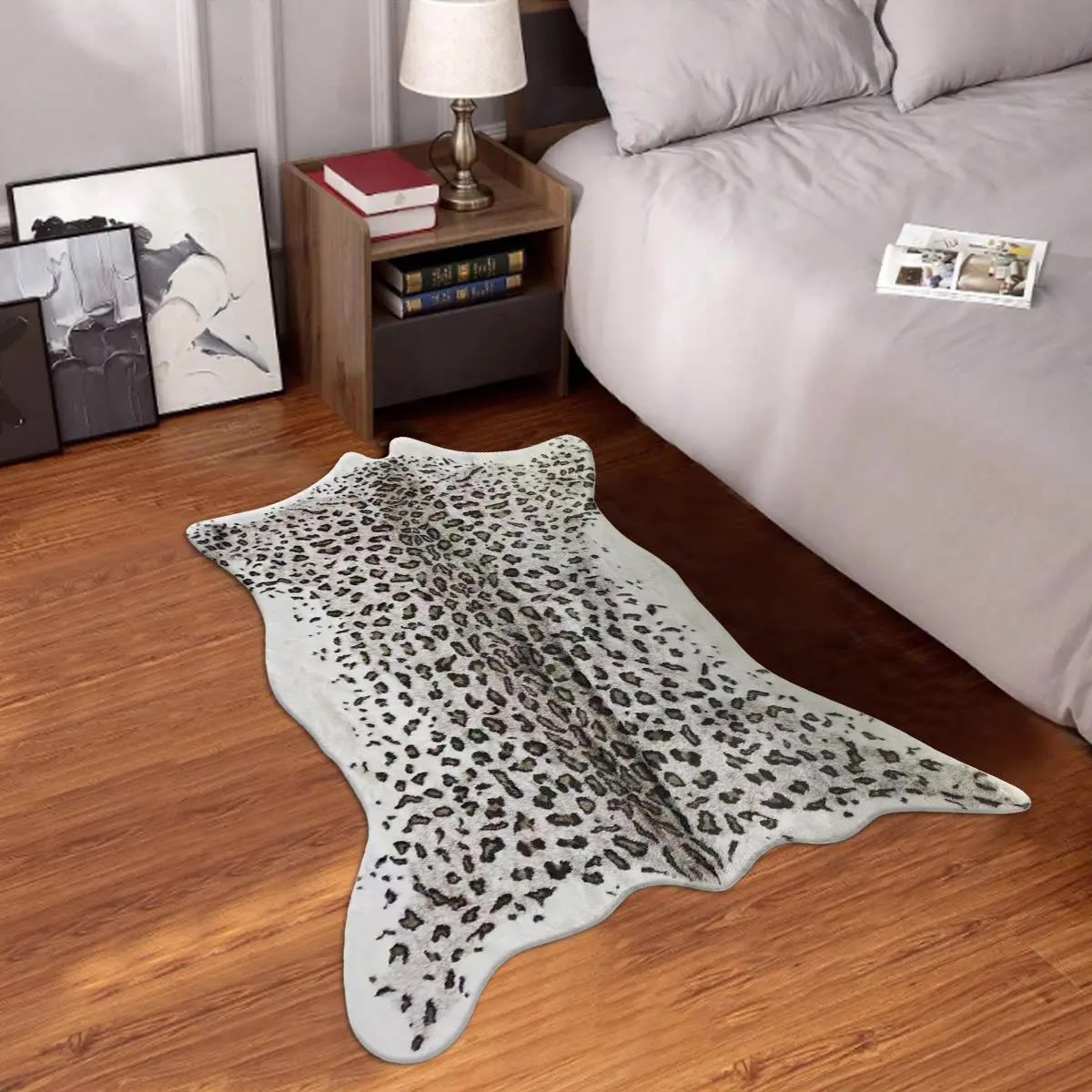 Brown Spotted Hide-Shaped Faux Fur Area Rug - photo 3
