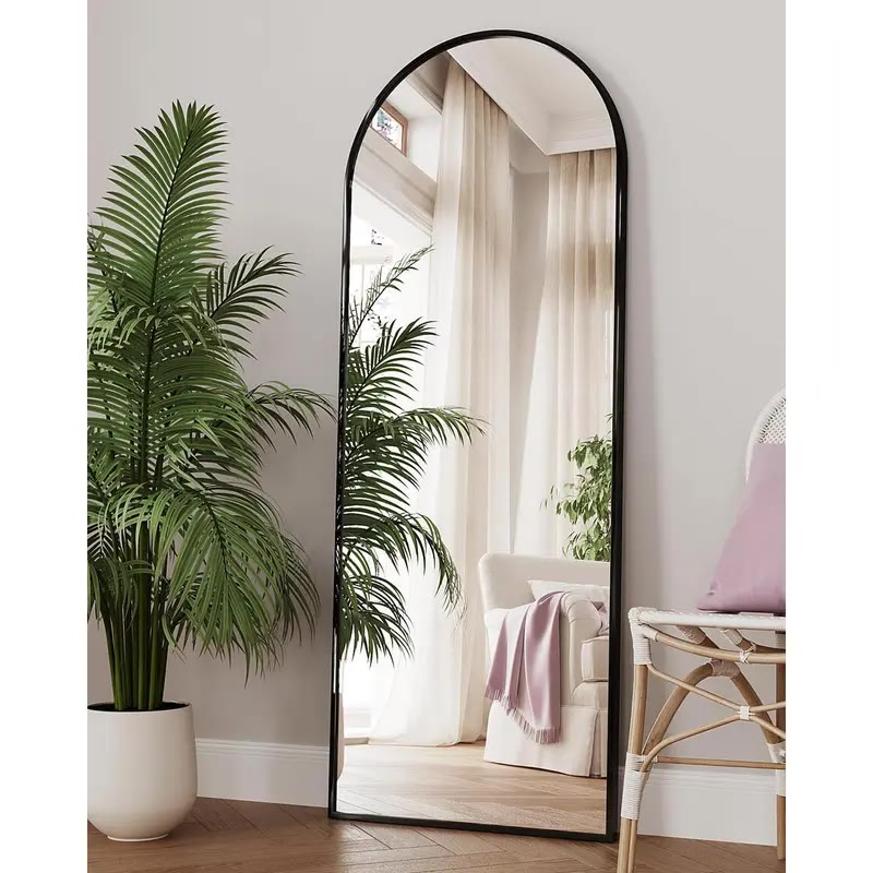 Arched Full-Length Mirror With Thin Black Frame - photo 4