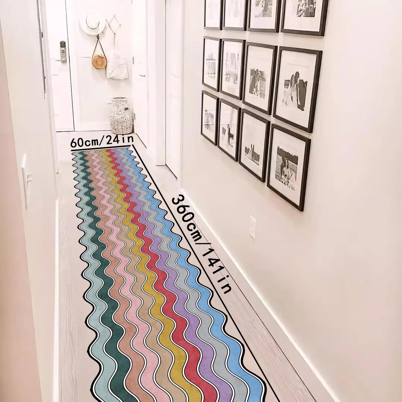 Colourful Wavy Striped Long Runner Rug - photo 4