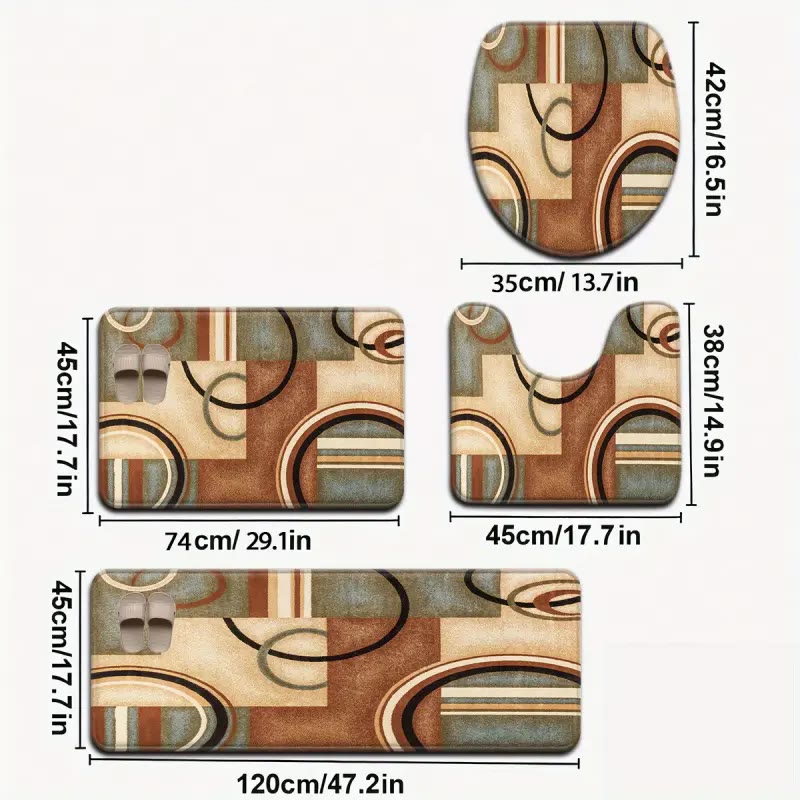 Three-Piece Geometric Pattern Bathroom Mat Set - photo 2