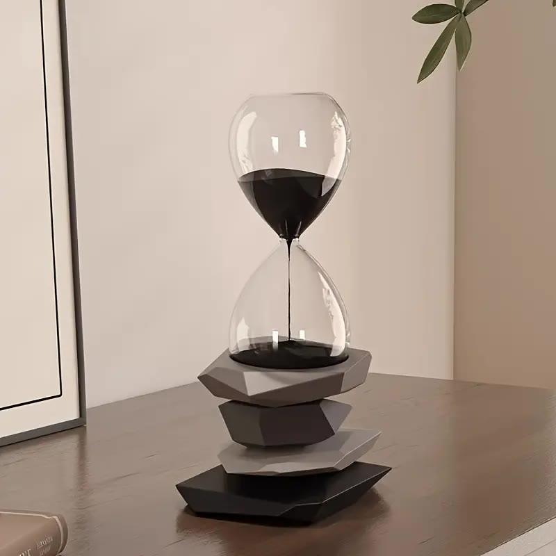 Glass Hourglass on Stacked Stone-Shaped Base - photo 3
