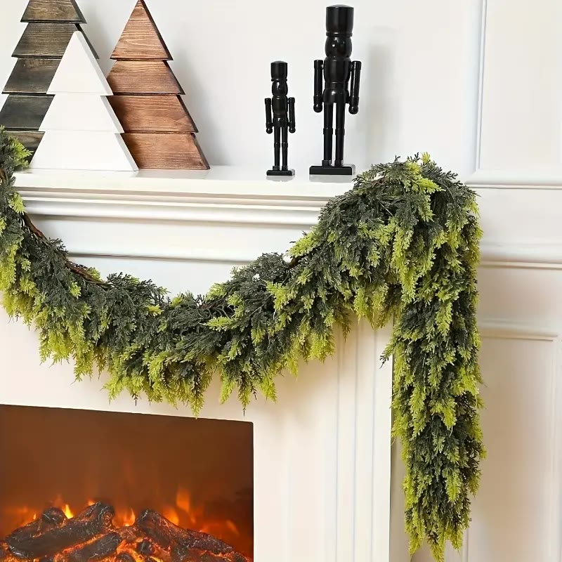 Artificial Evergreen Garland Set with Hanging Brass Bells - photo 2