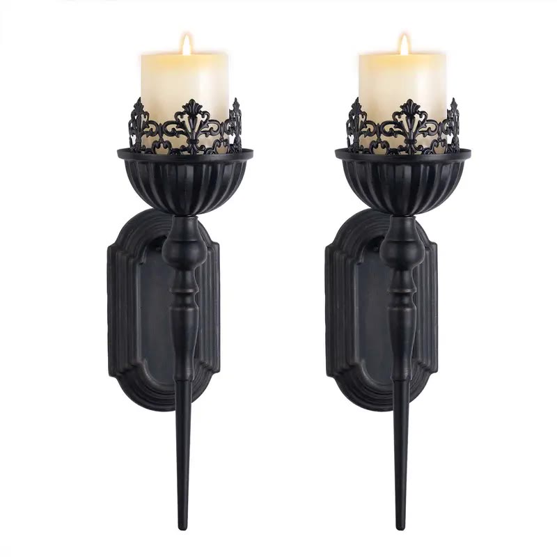 Black Iron Wall Sconces for Pillar Candles - photo 2