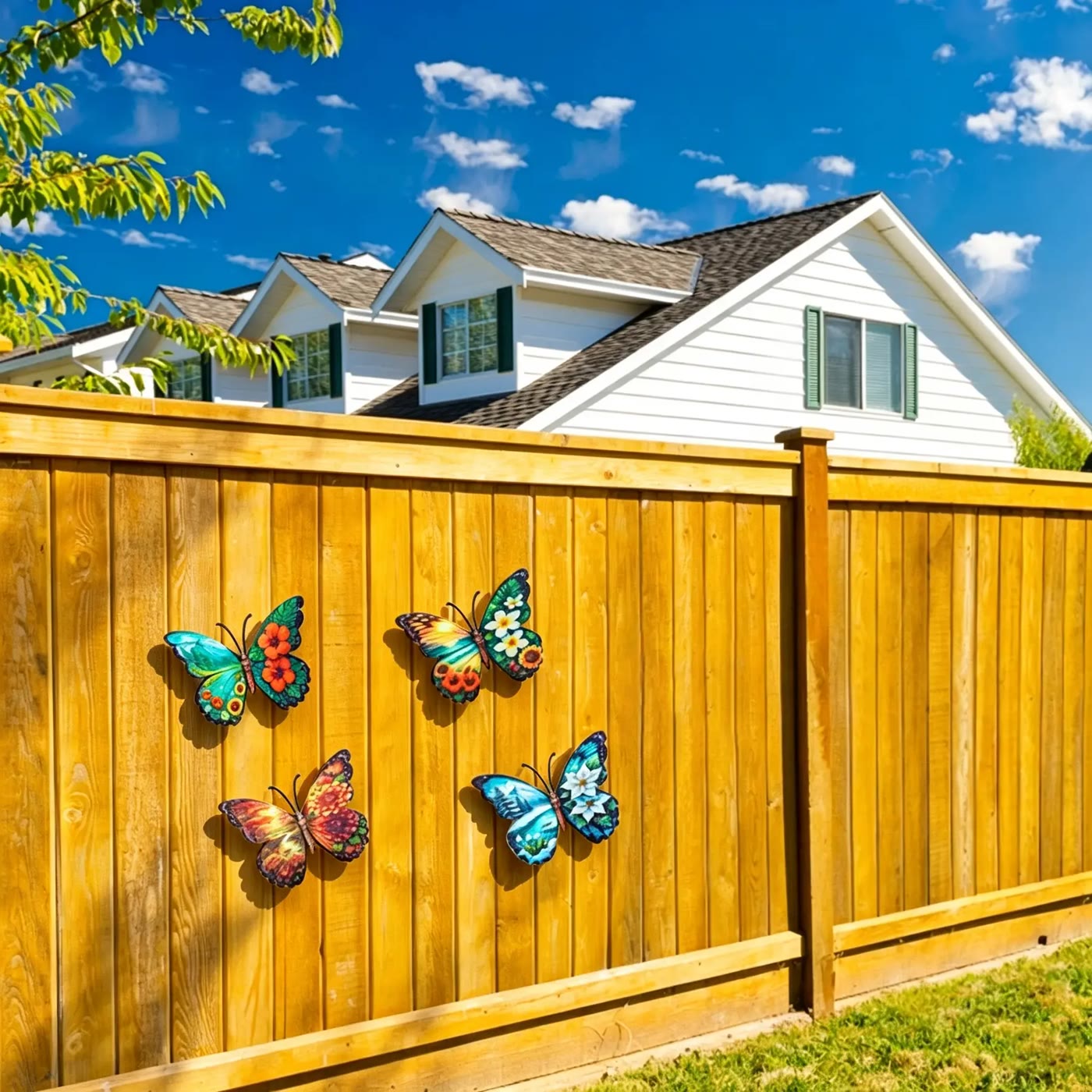 Four Colorful Metal Butterfly Wall Decorations - photo 2