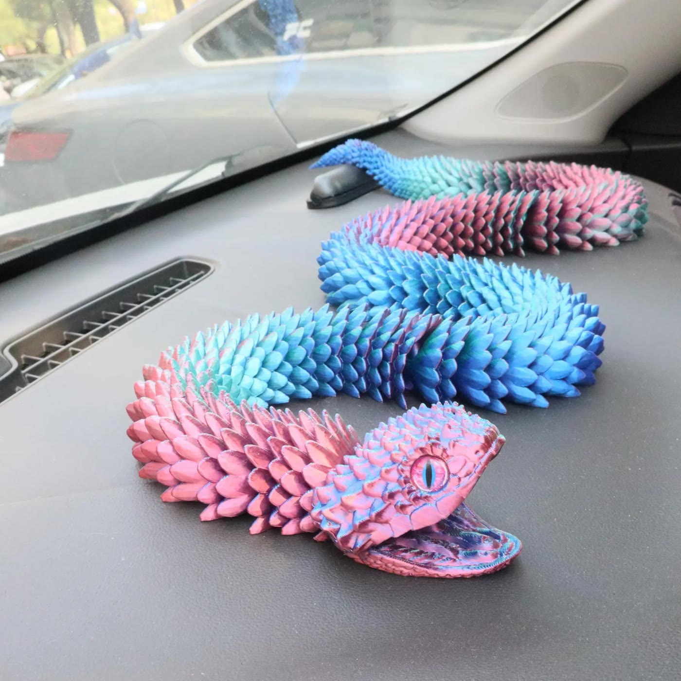 Articulated Scaled Snake Figure in Blue and Green - photo 3