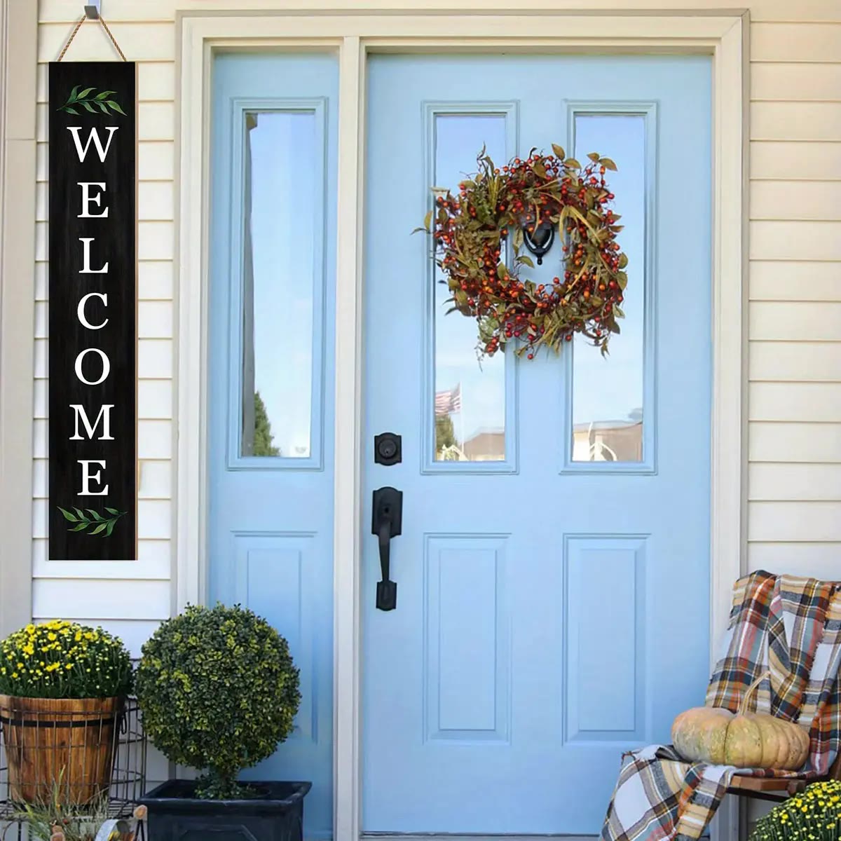 Black Wooden Vertical Welcome Porch Sign - photo 4