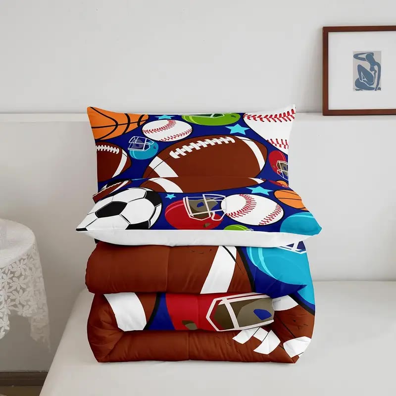 Sports Ball Print Comforter and Pillowcase Set - photo 4
