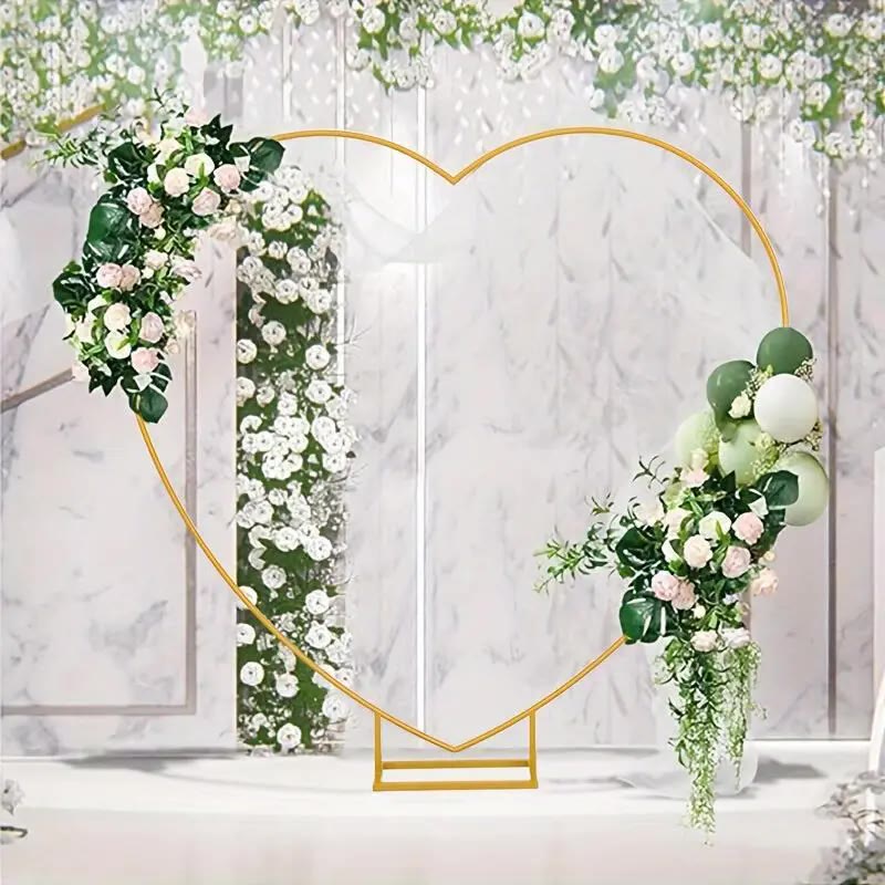 Gold Heart-Shaped Metal Backdrop Frame With Balloons - photo 4