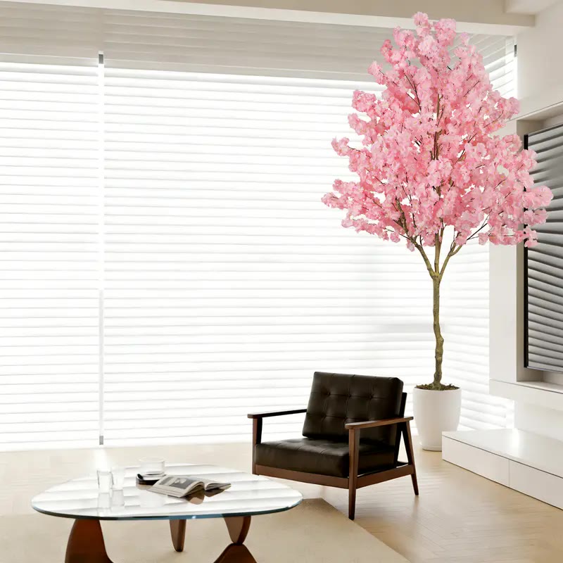 Tall Faux Cherry Blossom Tree in White Pot - photo 3