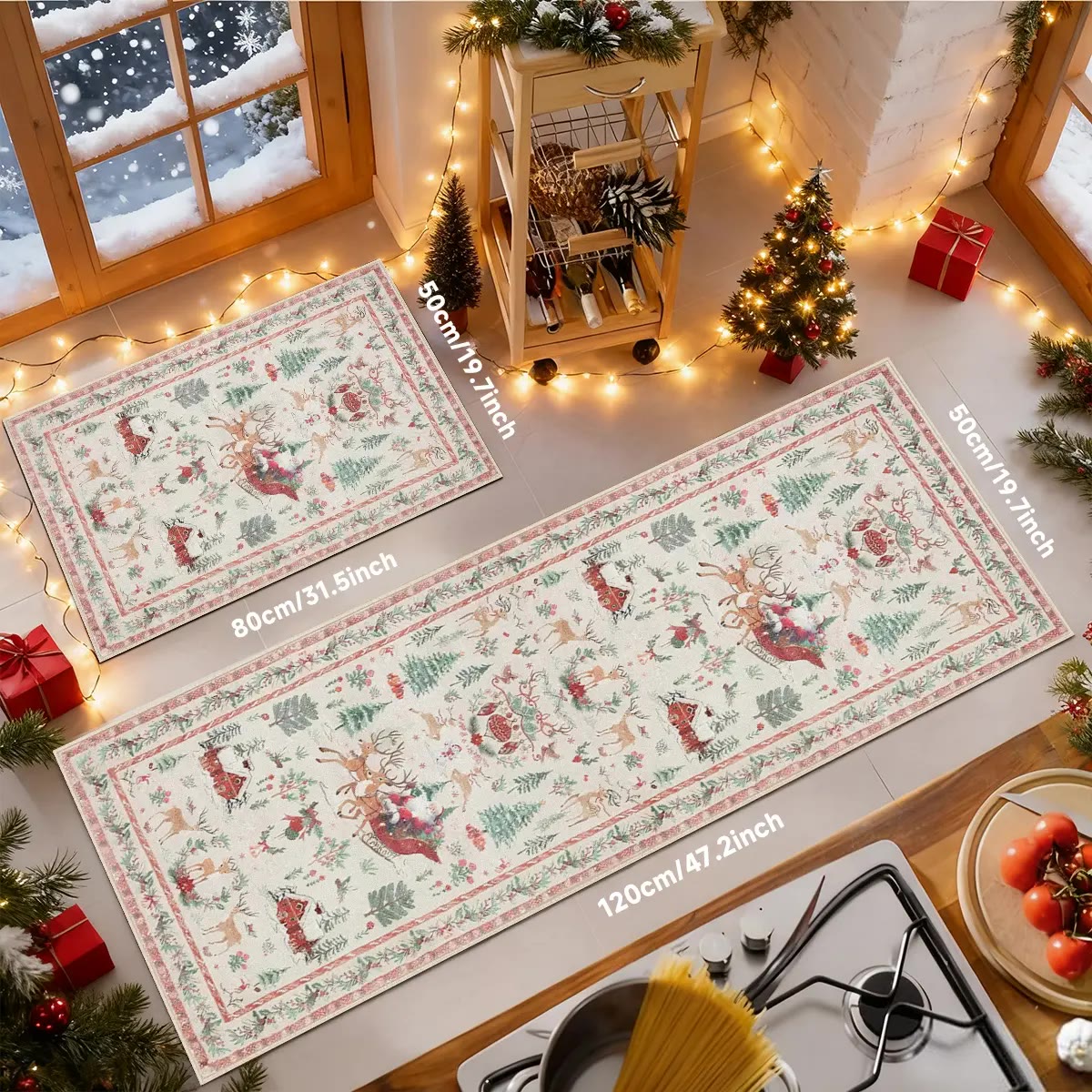 Two Festive Printed Kitchen Rugs In Runner Sizes - photo 3