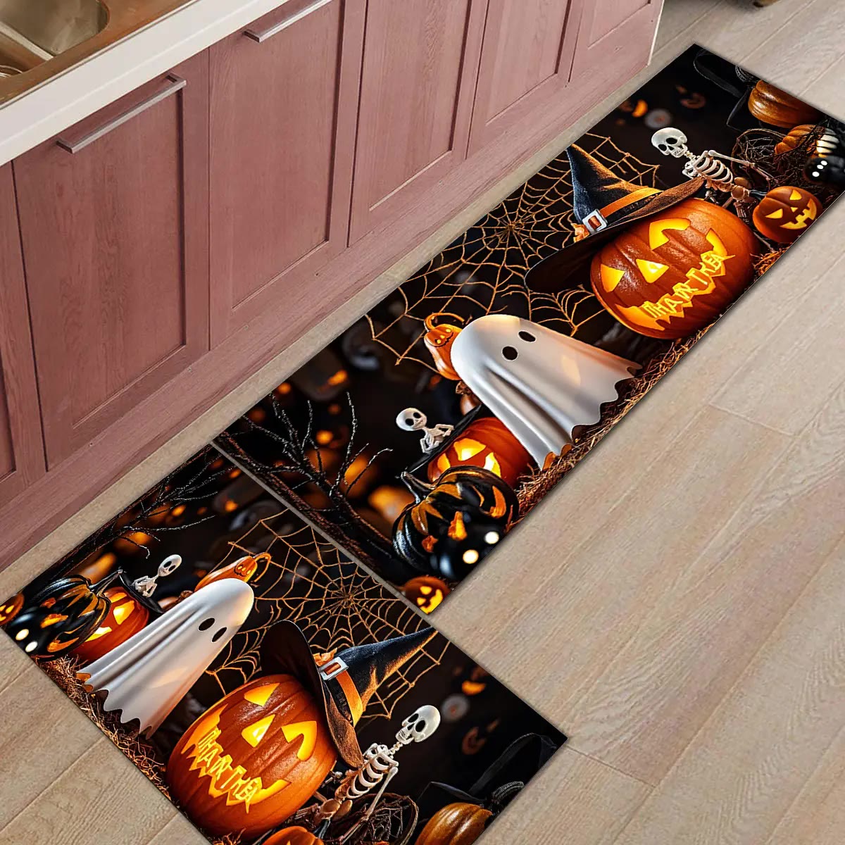 Halloween Pumpkin and Ghost Printed Kitchen Runner Mats - photo 2