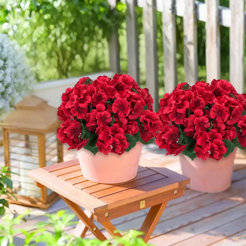 Red Artificial Geranium Flower Stems Bundle - photo 3