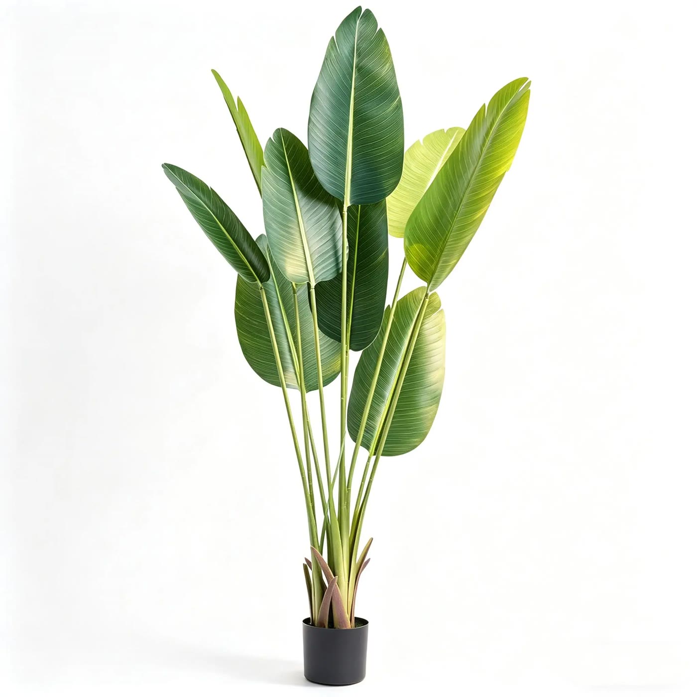 Tall Artificial Tropical Leaf Plant in Black Pot
