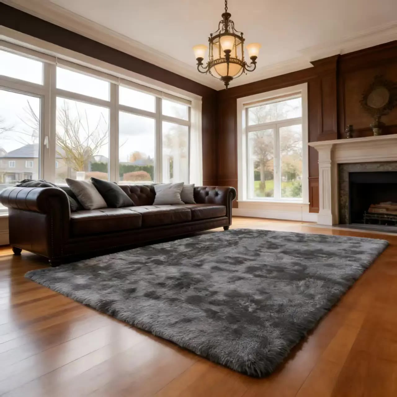 Large Black Shaggy Area Rug with Thick Plush Pile - photo 2