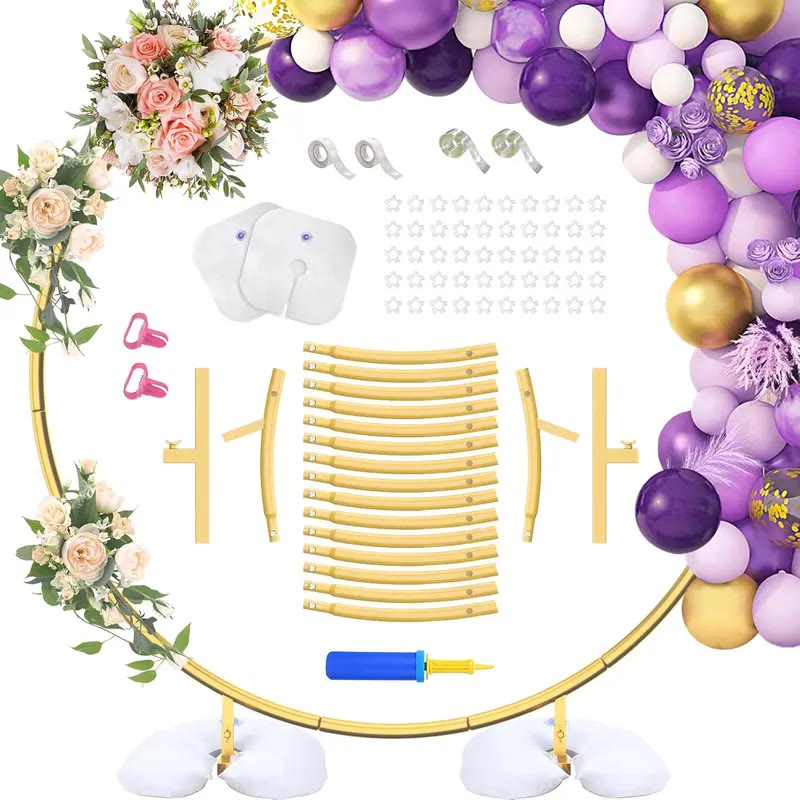 Gold Round Balloon Arch Frame Kit with Weighted Bases - photo 2