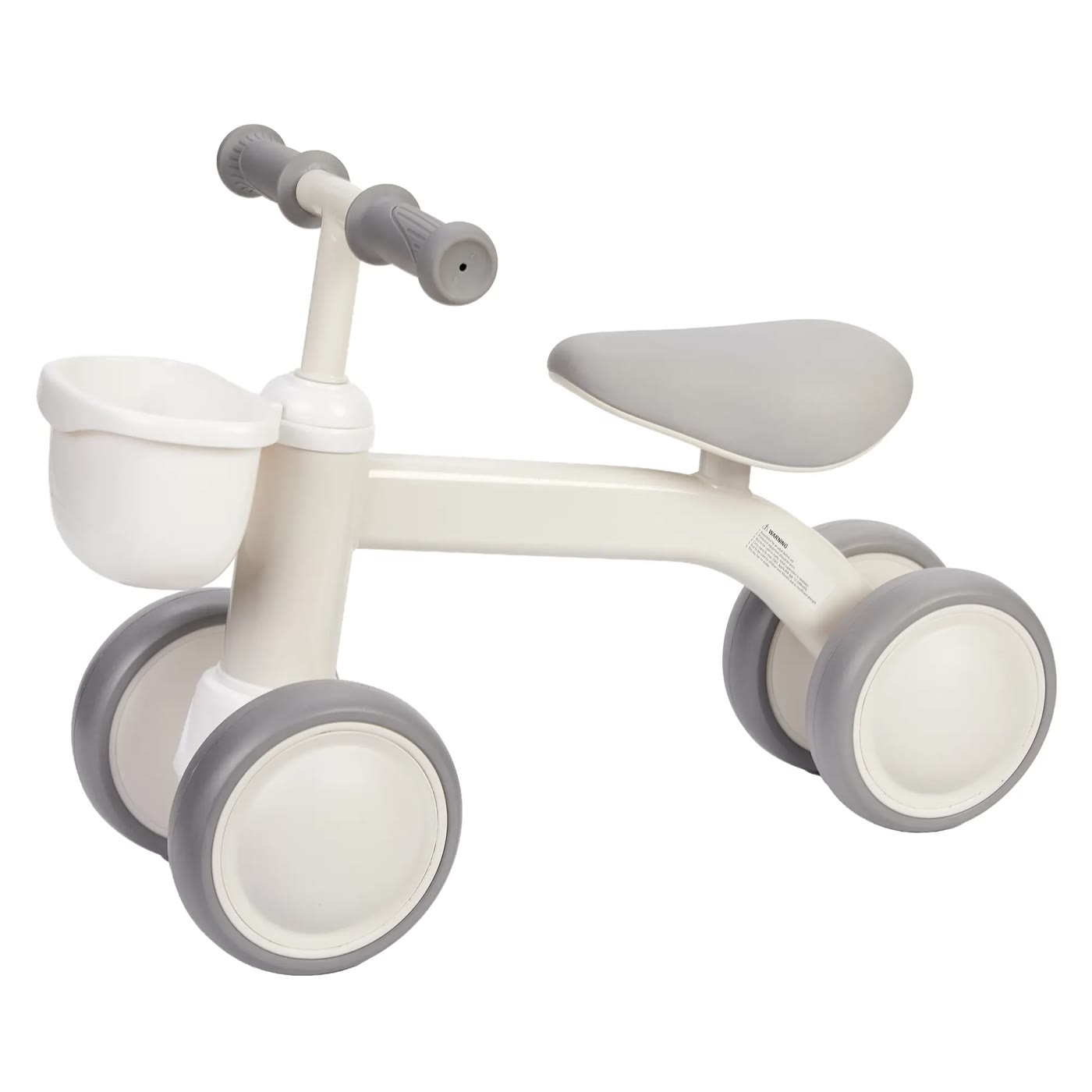 Cream and Gray Four-Wheel Toddler Balance Bike