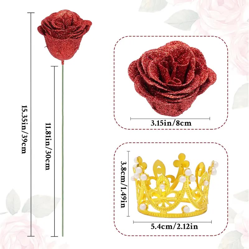 Red Glitter Rose Bouquet With Gold Butterflies - photo 2
