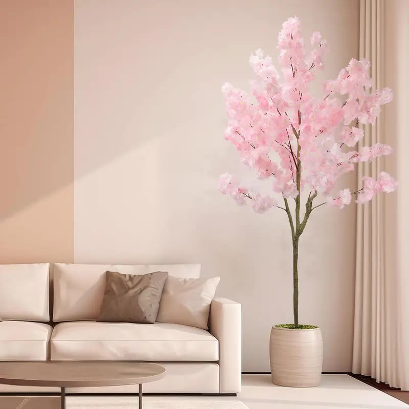 Tall Faux Cherry Blossom Tree in White Pot - photo 4