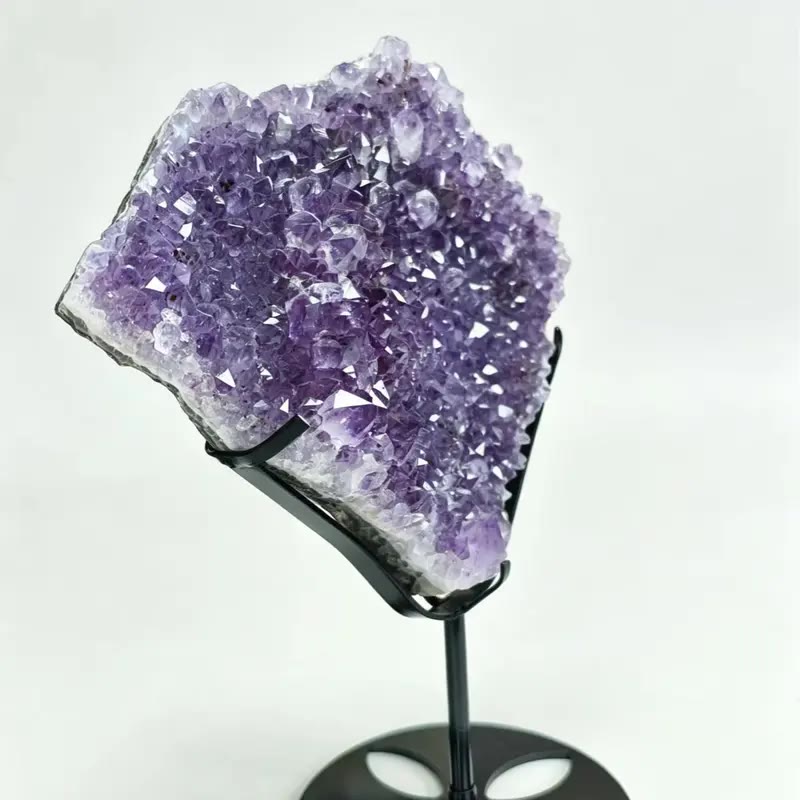 Purple Crystal Cluster Display Piece on Metal Stand - photo 3