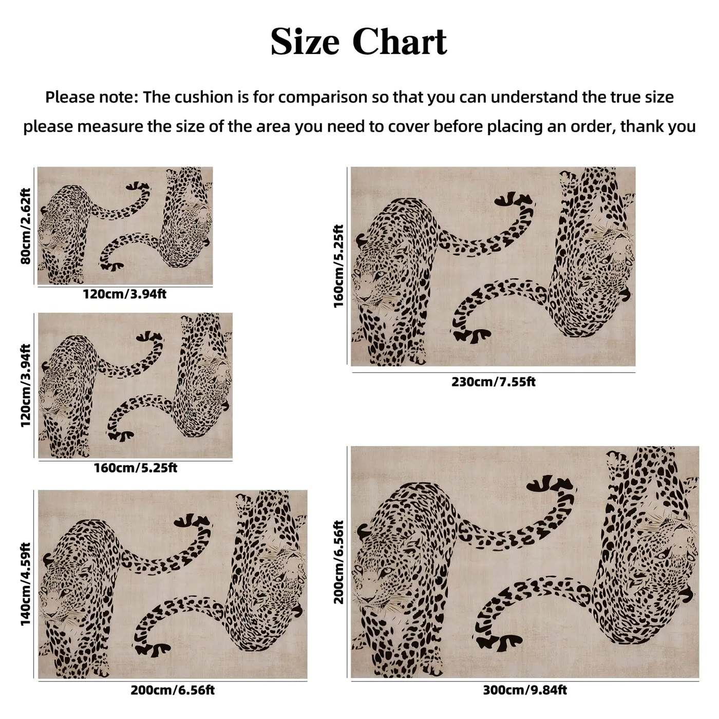 Beige Area Rug with Black Leopard Print - photo 2