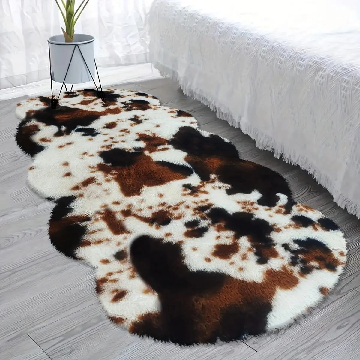 Cow Print Plush Faux Hide Floor Rug