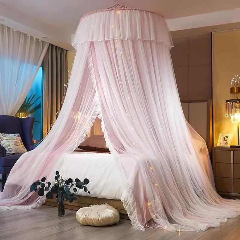 White Double-Layer Ruffle Bed Canopy Netting - photo 2