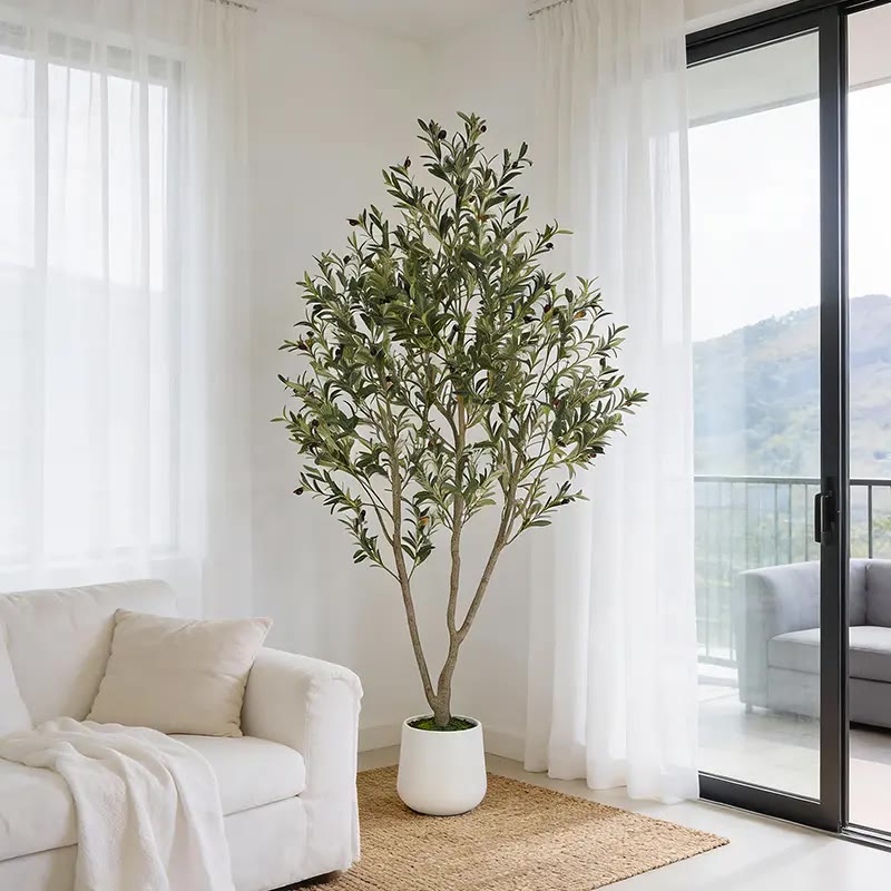 Tall Artificial Olive Tree In White Planter - photo 2