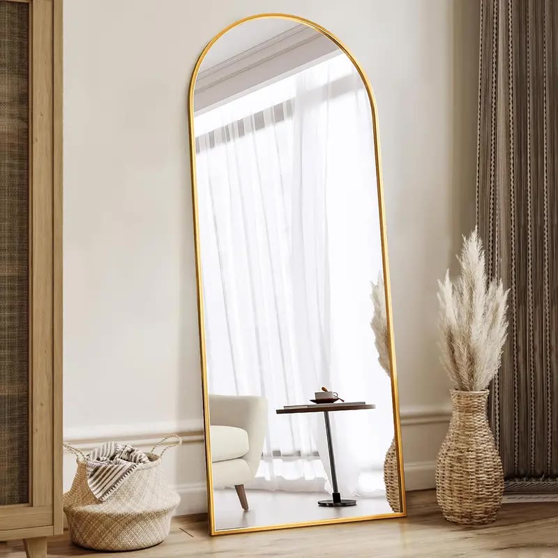 Arched Full-Length Mirror With Thin Black Frame - photo 2