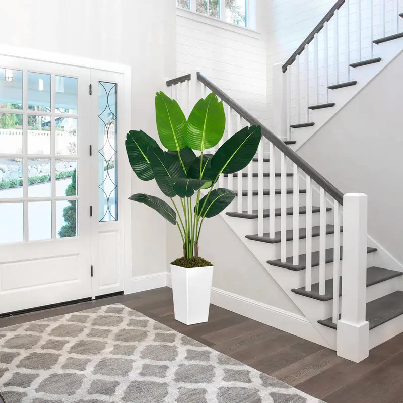 Artificial Tall Leafy Plant In White Square Pot - photo 3