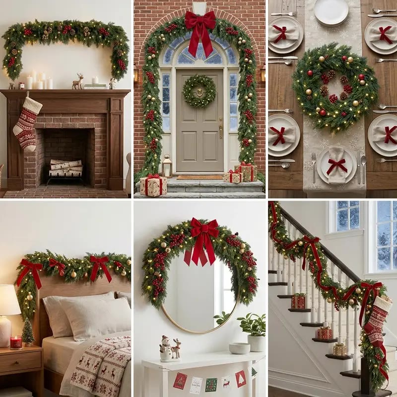 Green Artificial Cedar Garland for Mantels - photo 3