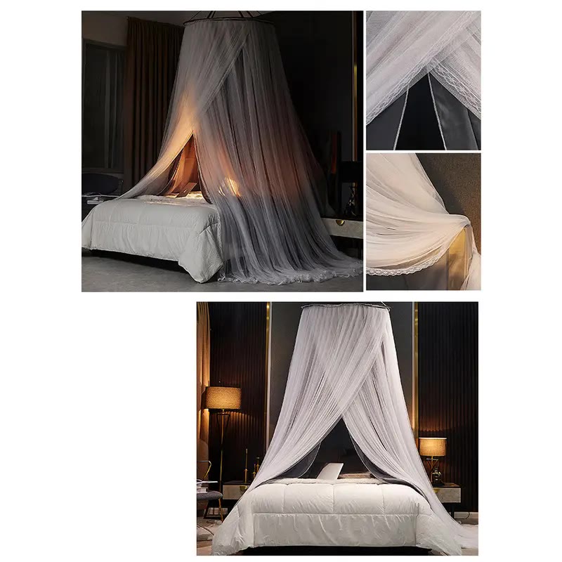 Round Double-Layer Bed Canopy in Pale Pink - photo 4