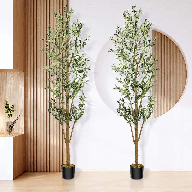 Tall Artificial Olive Tree in Black Pot - photo 3