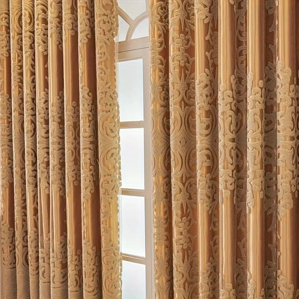 Gold Embroidered Curtains with Sheer Layer and Swag Valance - photo 4