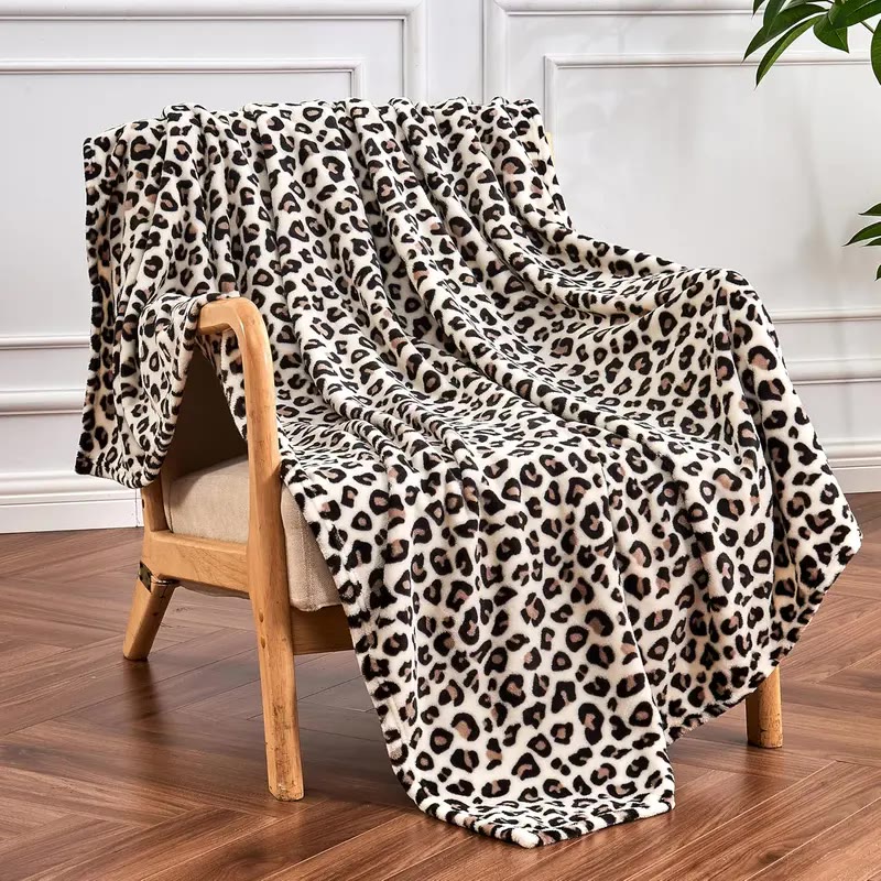 Leopard Print Plush Throw Blanket with Soft Pile - photo 4