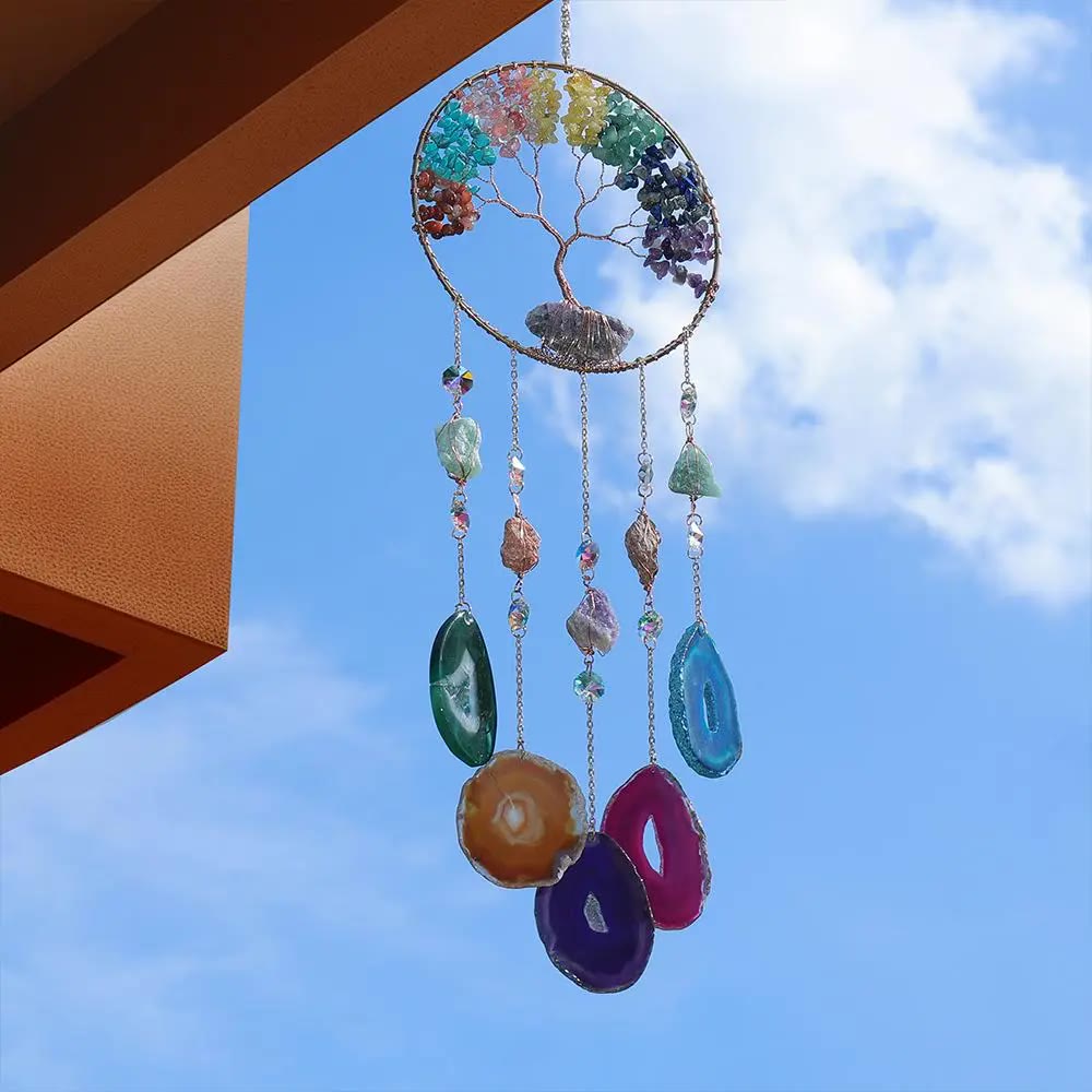 Gemstone Tree Hanging Ornament with Agate Slices - photo 2
