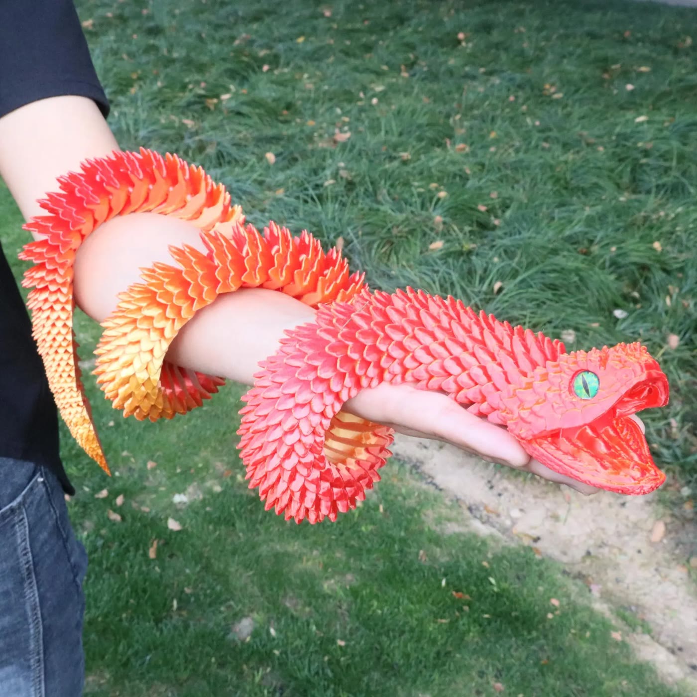Articulated Scaled Snake Figure in Blue and Green - photo 2